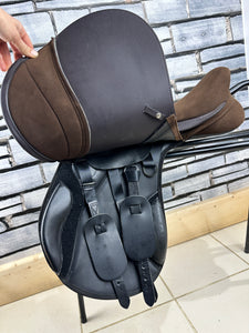 16 1/2” W/XW Changeable Thorowgood Pony Club GP Saddle - Brown