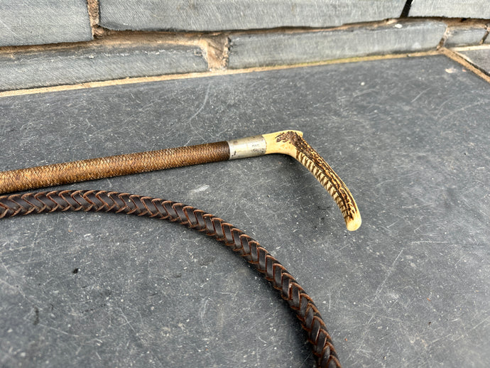 Gents Vintage Braided Hunt Whip with Thong