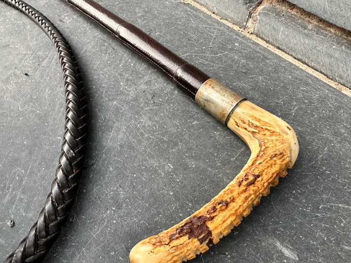 Vintage Gents Hunt Whip with Thong - Leather Wrapped Bamboo