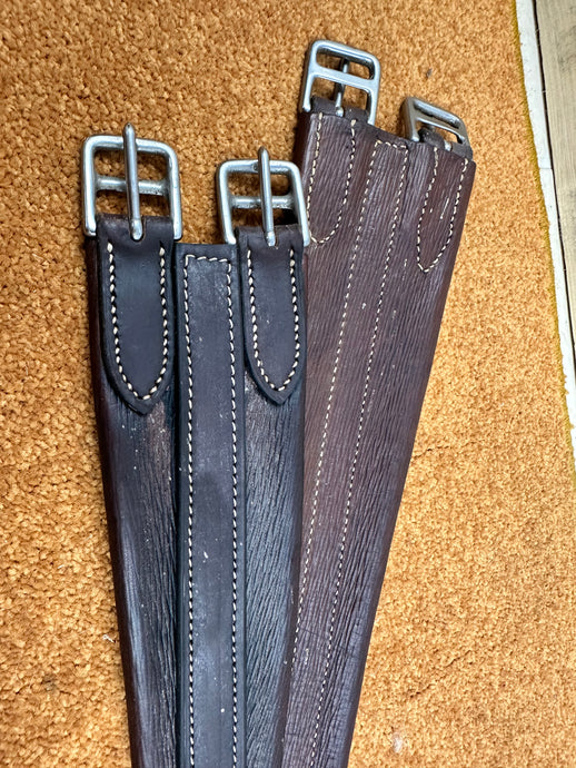 S/H Jeffries Traditional Baghide Leather Show Girth - Brown - 46”